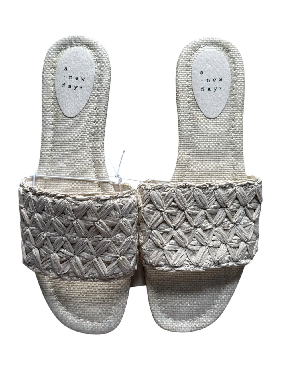 A New Day Raffia Woven Slide Sandals Cream Size 8.5 NWT - Picture 2 of 6
